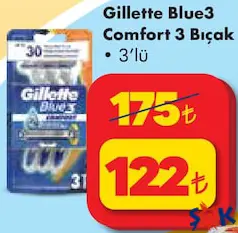 GİLLETTE BLUE3 COMFORT 3 BIÇAK TIRAŞ BIÇAĞI 3'LÜ